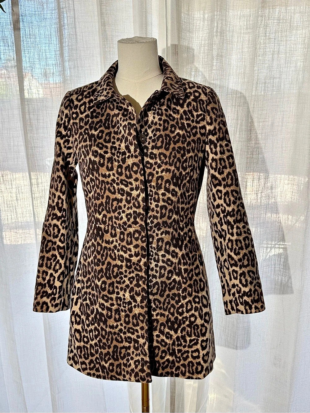 Banana Republic Womens Leopard Print Blazer Jacket Size XS Button Brown Animal
